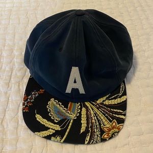 Altamont navy patterned snapback hat